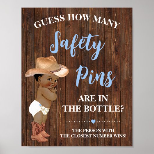 Hoeveel veiligheidsspelden Een Cowboy Shower Teken Poster (Voorkant)