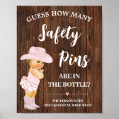 Hoeveel veiligheidsspelden Roze Baby shower Poster (Voorkant)