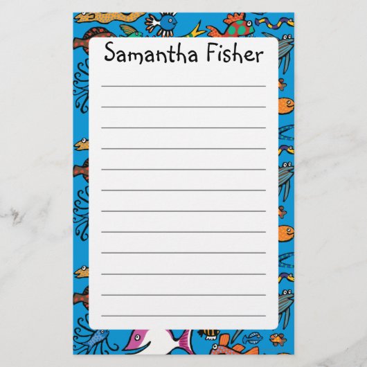 Hoeveel verschillende vissen kun je zien? briefpapier (Voorkant)