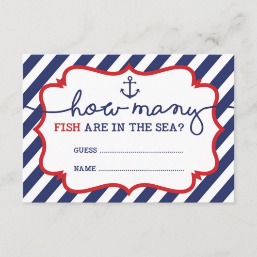 Hoeveel vissen zijn in het Zee Baby shower spel Informatiekaartje (Voorkant)