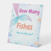 Hoeveel vissen zitten er in het potje Baby shower  Reclamebord Met Voetstuk (Voorkant)