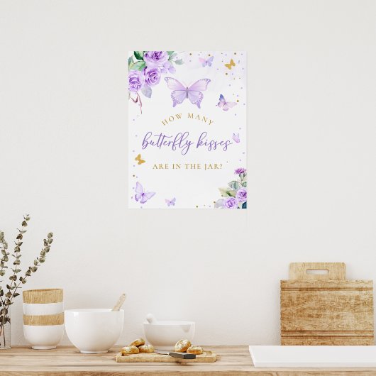 Hoeveel vlinder kisses Baby shower spel Poster (Keuken)