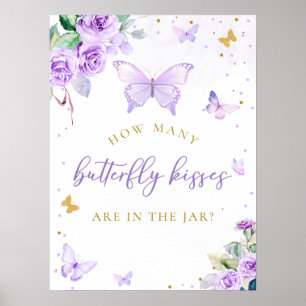 Hoeveel vlinder kisses Baby shower spel Poster