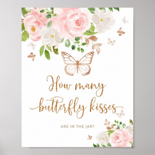 Hoeveel vlinderkussen baby shower poster (Voorkant)