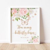 Hoeveel vlinderkussen baby shower poster
