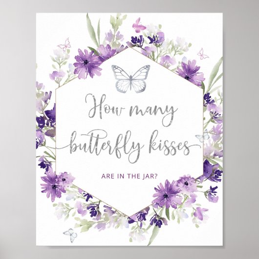 Hoeveel vlinderkussen baby shower poster (Voorkant)