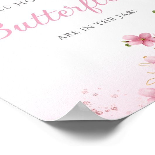 Hoeveel vlinders in het Gar baby shower Poster (Hoek)