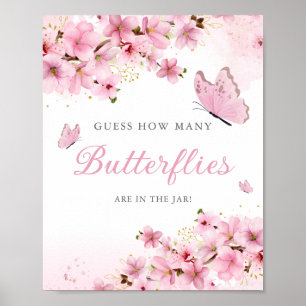 Hoeveel vlinders in het Gar baby shower Poster
