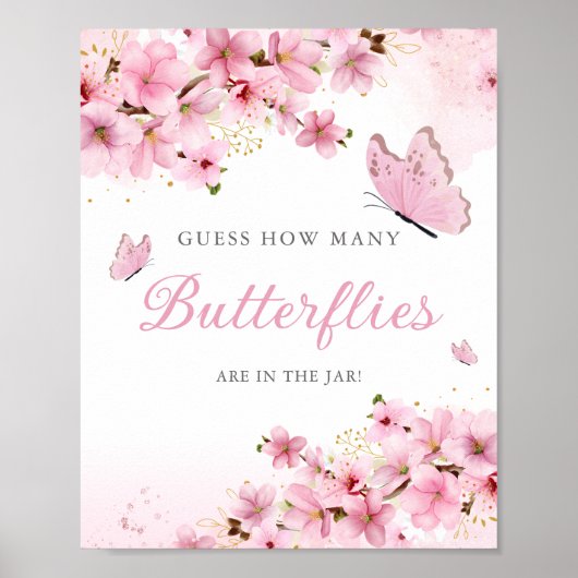 Hoeveel vlinders in het Gar baby shower Poster (Voorkant)