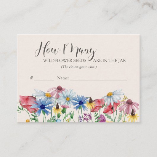Hoeveel Wilde Zaden Baby shower gamen Kaart (Voorkant)