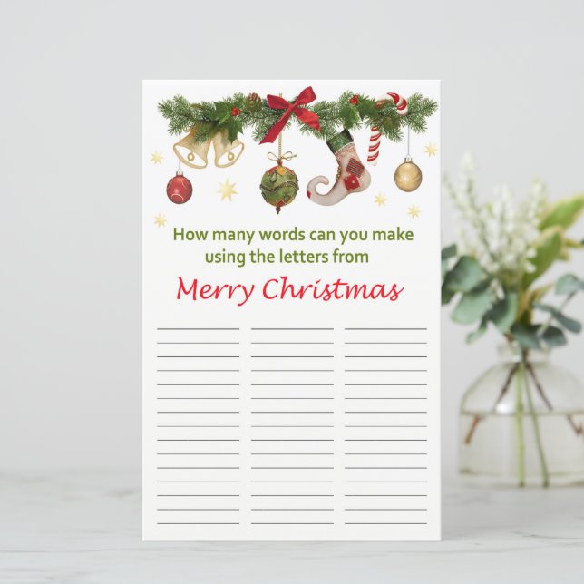 Hoeveel woorden kun je maken van Merry Christmas (Staand voorkant)