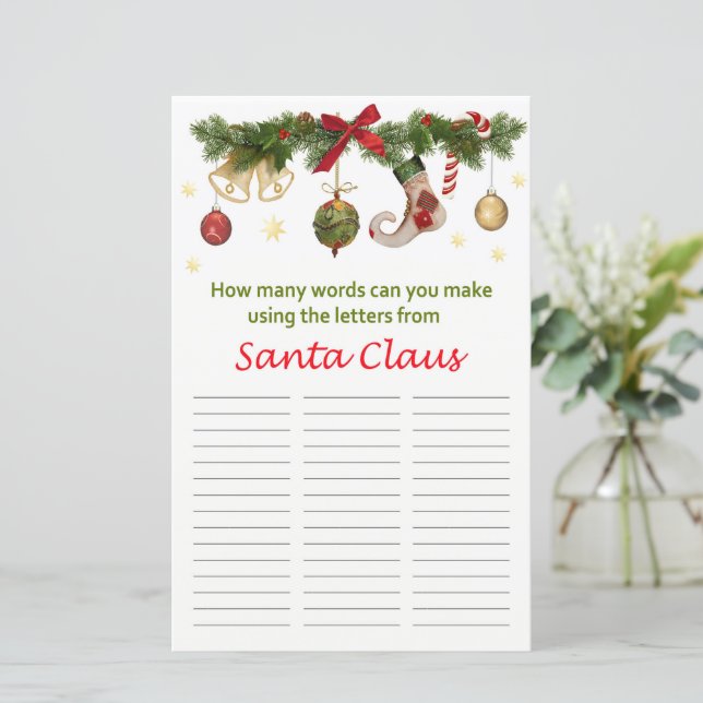 Hoeveel woorden kun je maken van Sanda Claus (Staand voorkant)