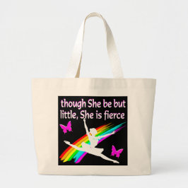 HOEWEL ZE KLEIN IS, IS ZE FEL DANSERSONTWERP GROTE TOTE BAG