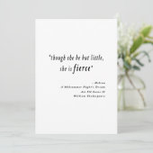 "Hoewel ze maar klein is, is ze hevig." Citaat Bedankkaart (Staand voorkant)