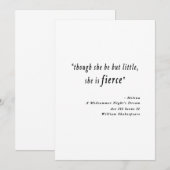 "Hoewel ze maar klein is, is ze hevig." Citaat Bedankkaart (Voorkant / Achterkant)