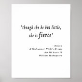 "Hoewel ze maar klein is, is ze hevig." Citaat Poster (Voorkant)