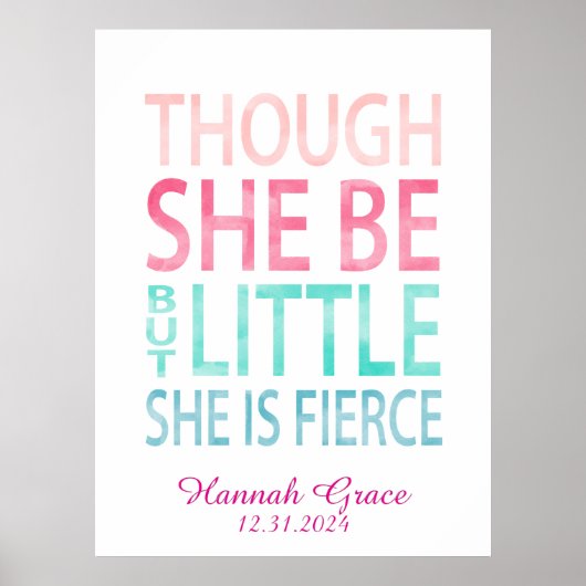 Hoewel ze maar klein is Kinderkamer Muur Kunst Poster (Voorkant)