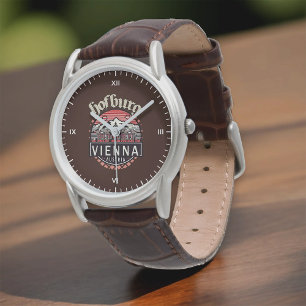 Hofburg in cirkels Mannen klassiek bruin leer Horloge