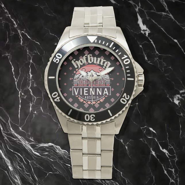 Hofburg in cirkels Mannen-roestvrij stalen armband Horloge (Creator heeft geüpload)