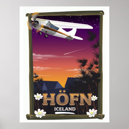 Höfn IJsland Vluchtposter Poster (Voorkant)