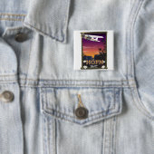 Höfn IJsland Vluchtposter Vierkante Button 5,1 Cm (In situ)
