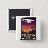 Höfn IJsland Vluchtposter Vierkante Button 5,1 Cm (Voorkant /achterkant)