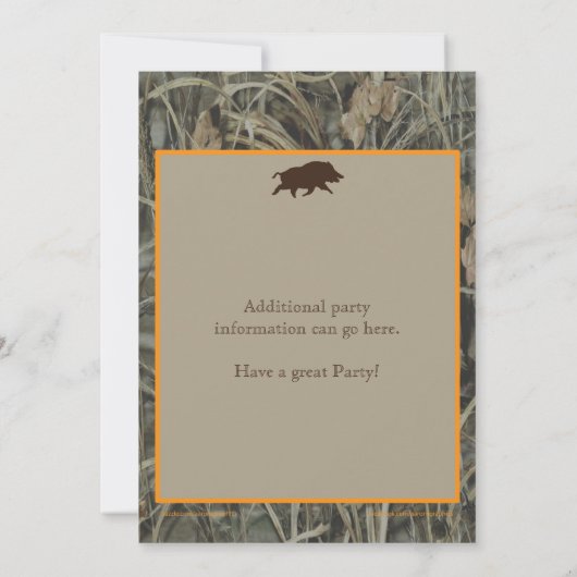 Hog Hunting 30th Birthday Invitation with Camo Kaart (Achterkant)