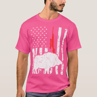 Hog Hunting Amerikaanse vlag Patriottisch Amerikaa T-shirt