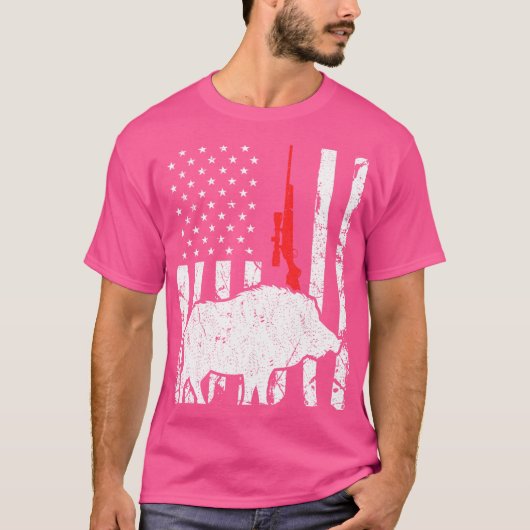 Hog Hunting Amerikaanse vlag Patriottisch Amerikaa T-shirt (Voorkant)