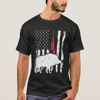 Hog Hunting Amerikaanse vlag Patriottisch Amerikaa T-shirt