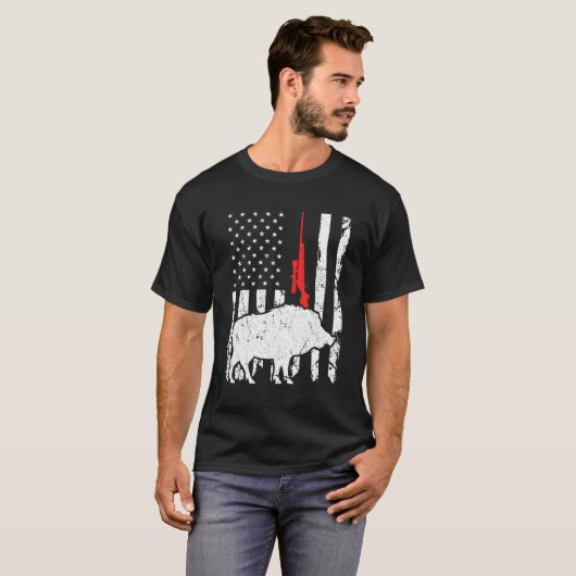 Hog Hunting Amerikaanse vlag Patriottisch Amerikaa T-shirt (Voorkant volledig)