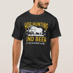 Hog Hunting Dad Hunter en Beer de twee essentials T-shirt
