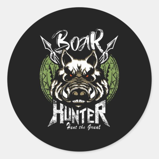 Hog Hunting Fun Boar Hunter Gift Ronde Sticker (Voorkant)