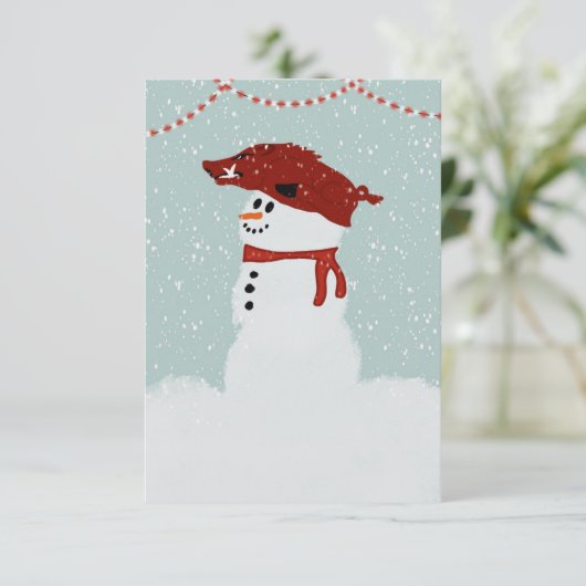 Hog Pet Snowman Bedankkaart (Staand voorkant)