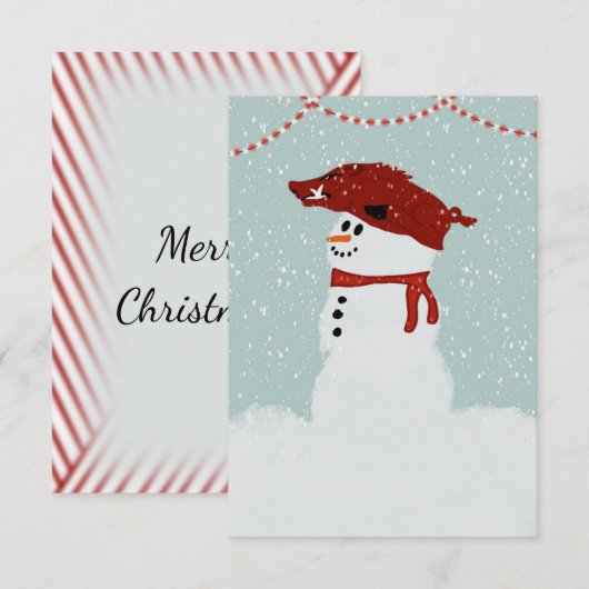Hog Pet Snowman Bedankkaart (Voorkant / Achterkant)