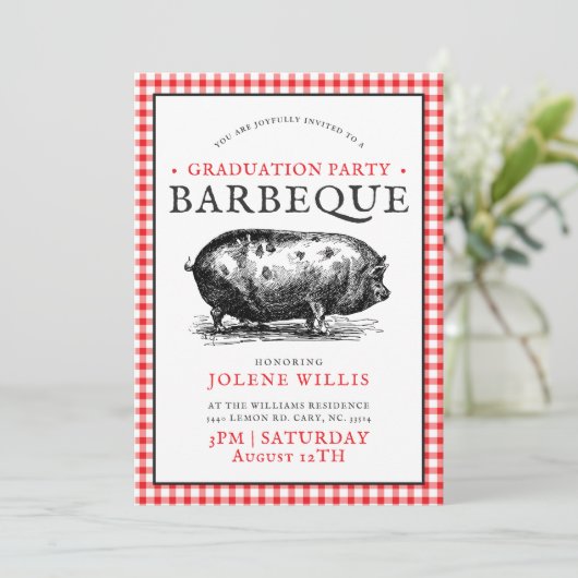 Hog picknickstijl | Afstuderen barbecue Kaart (Staand voorkant)