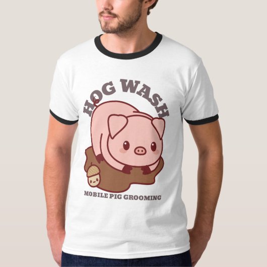 Hog Wash Mobiel Varken Grooming T-shirt (Voorkant)