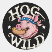 Hog Wild Ronde Sticker (Voorkant)