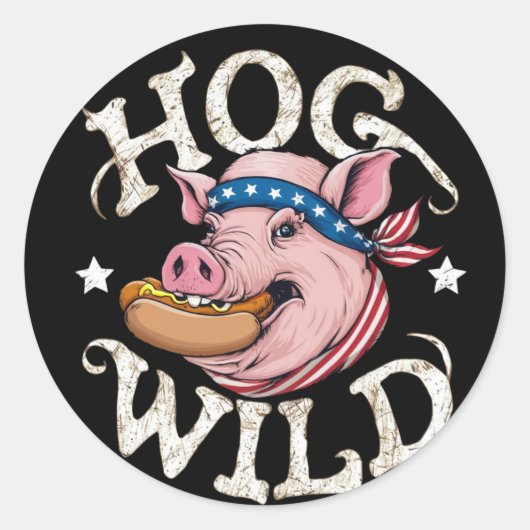 Hog Wild Ronde Sticker (Voorkant)
