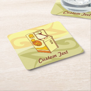 Hoge arcade game console vierkant papier onderzett kartonnen onderzetters