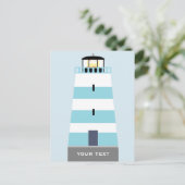 Hoge Blauwe en Witte Vuurtoren Gepersonaliseerd Feestdagenkaart (Staand voorkant)