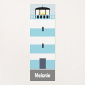 Hoge Blauwe en Witte Vuurtoren Gepersonaliseerd Yogamat (Voorkant)