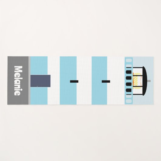 Hoge Blauwe en Witte Vuurtoren Gepersonaliseerd Yogamat (Voorkant (horizontaal))