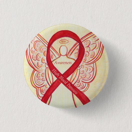 Hoge bloeddruk Awareness Angel Red Ribbon Pin Ronde Button 3,2 Cm (Voorkant)