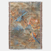 Hoge bomen, de bladeren van de herfst & Blue-Birds Deken (Voorkant Verticaal)