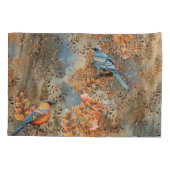 Hoge bomen, de bladeren van de herfst & Blue-Birds Kussensloop (Achterkant)