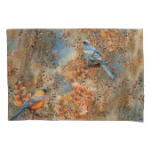 Hoge bomen, de bladeren van de herfst & Blue-Birds Kussensloop (Voorkant)
