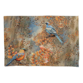 Hoge bomen, de bladeren van de herfst & Blue-Birds Kussensloop