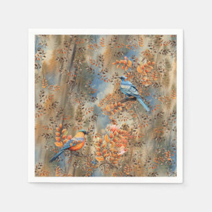 Hoge bomen, de bladeren van de herfst & Blue-Birds Servet