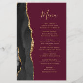 Hoge Budget Zwarte Goud Agate Burgundy Trouwmenu (Voorkant)